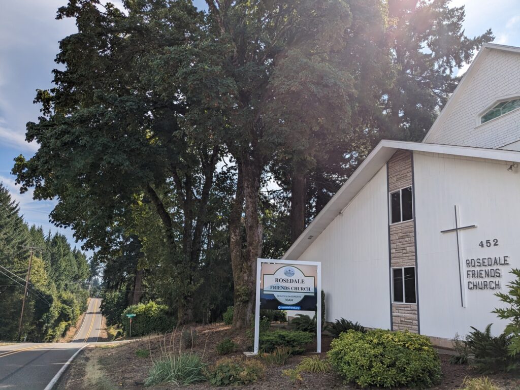 Image of Hylo Road and the Rosedale Friends Church Building